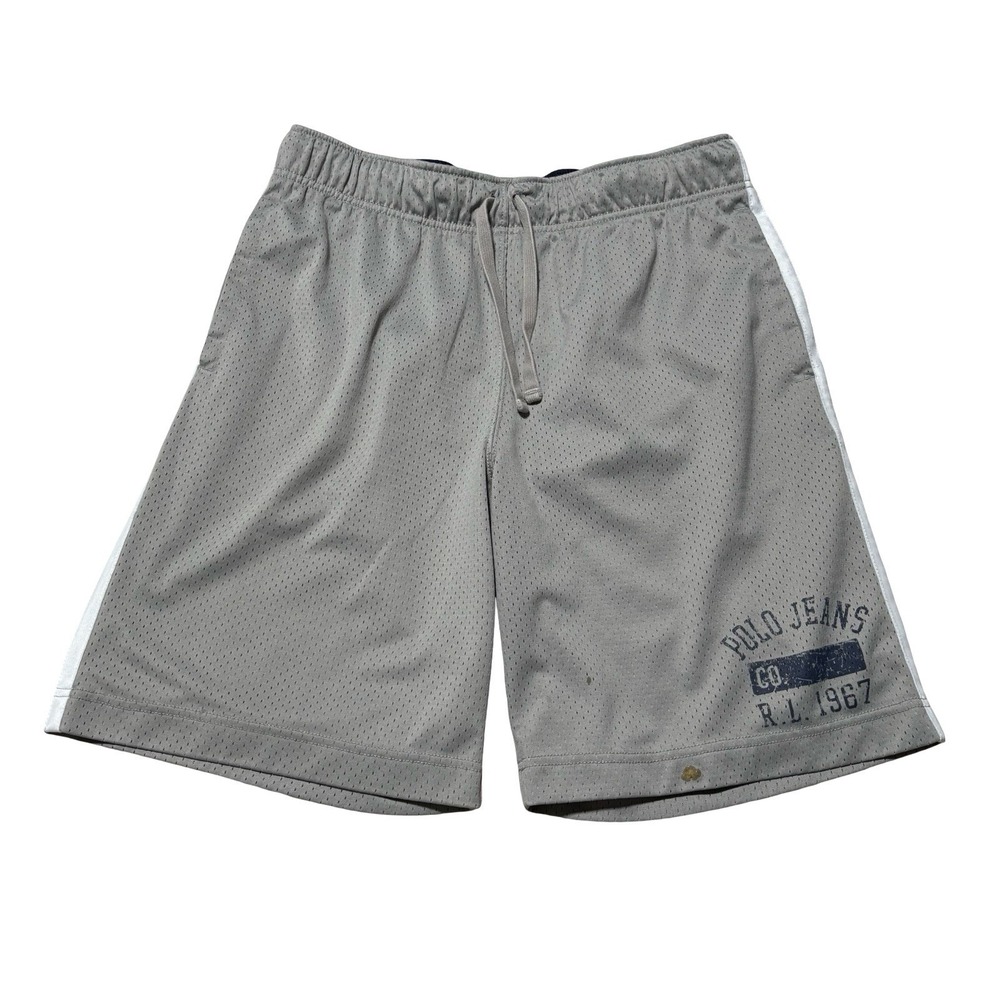 Vintage Polo Ralph Lauren Men's‎ Mesh Baggy Gym Shorts Gray Blue Size M 32 x 9.5